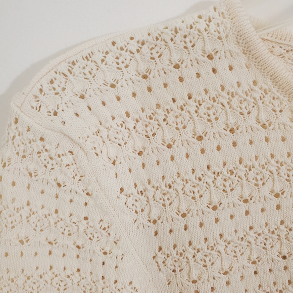 NWT Zara Crochet Style Stretchy Cream Ivory Boho Top Small Grandmacore - Picture 5 of 9